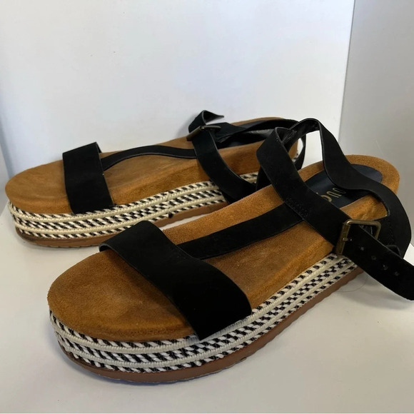 Rouge, helium,9, black and white, braided, 2.5 inch espadrille platform sandals - Picture 2 of 8
